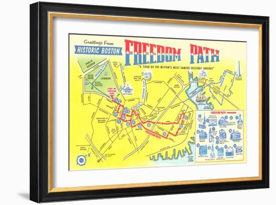 Freedom Path, Map of Historic Boston, Mass.-null-Framed Art Print