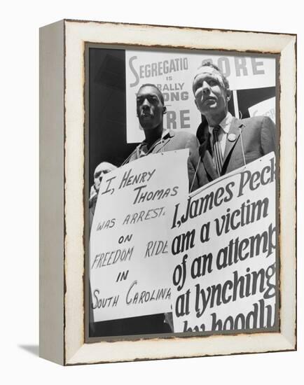 Freedom Riders James Peck and Henry Thomas Protest at NYC Bus Terminal, May 1961-null-Framed Stretched Canvas