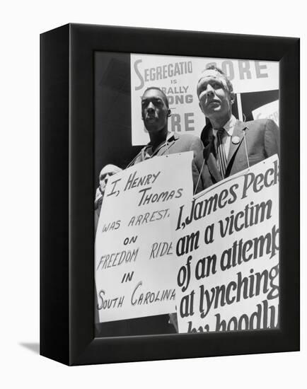 Freedom Riders James Peck and Henry Thomas Protest at NYC Bus Terminal, May 1961-null-Framed Stretched Canvas