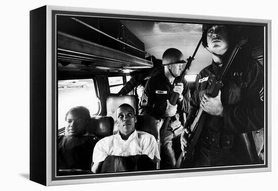 Freedom Riders Julia Aaron and David Dennis on Interstate Bus from Montgomery, AL to Jackson, MS-Paul Schutzer-Framed Premier Image Canvas