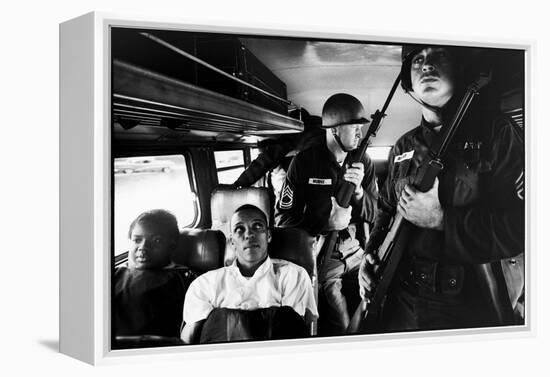 Freedom Riders Julia Aaron and David Dennis on Interstate Bus from Montgomery, AL to Jackson, MS-Paul Schutzer-Framed Premier Image Canvas