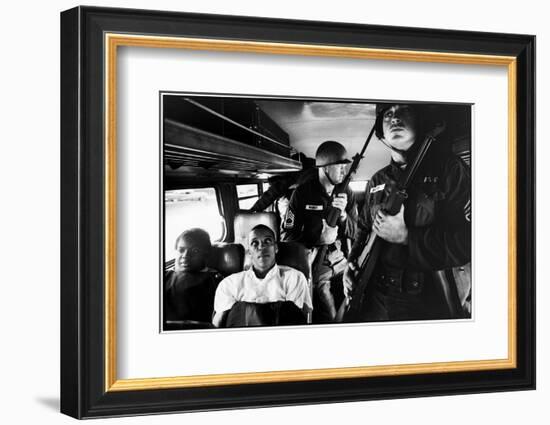 Freedom Riders Julia Aaron and David Dennis on Interstate Bus from Montgomery, AL to Jackson, MS-Paul Schutzer-Framed Photographic Print