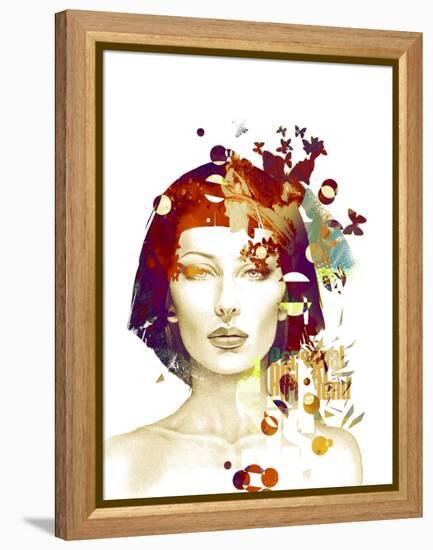 Freehand Fashion Illustration with a Pretty Woman and Butterflies-A Frants-Framed Stretched Canvas