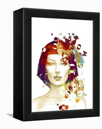 Freehand Fashion Illustration with a Pretty Woman and Butterflies-A Frants-Framed Stretched Canvas