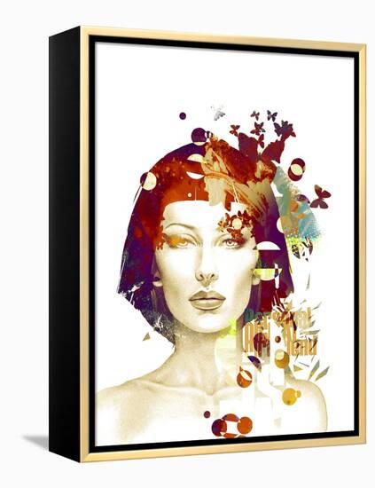 Freehand Fashion Illustration with a Pretty Woman and Butterflies-A Frants-Framed Stretched Canvas