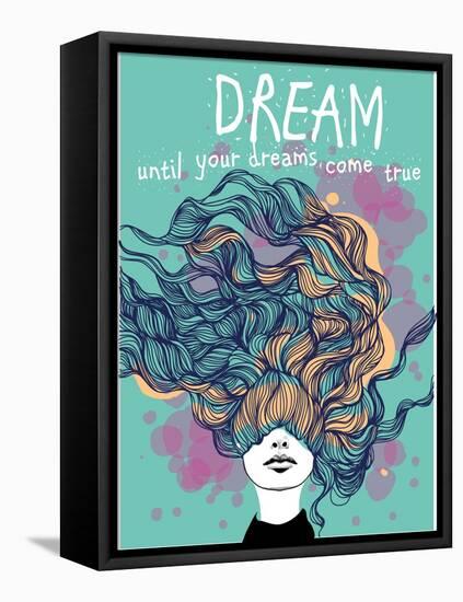 Freehand Vector Drawing - Dreaming Girl with Decorative Hair-A Frants-Framed Stretched Canvas