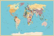 Highly Detailed World Map with Vintage Color.-frees-Art Print