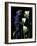 Freesia and Delphinium on Black Background-Anna Miller-Framed Photographic Print