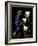 Freesia and Delphinium on Black Background-Anna Miller-Framed Photographic Print