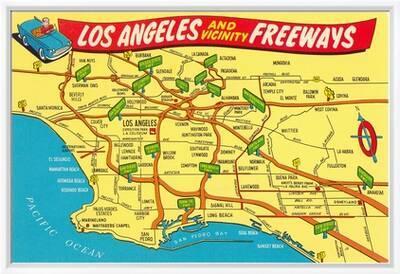 Los Angeles Freeway Map Freeway Map, Los Angeles, California' Art Print | Art.com