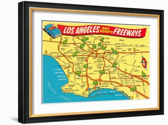 Freeway Map, Los Angeles, California-null-Framed Art Print