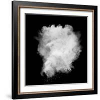 Freeze Motion Of White Dust Explosion Isolated On Black Background-Jag_cz-Framed Art Print