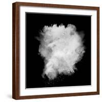 Freeze Motion Of White Dust Explosion Isolated On Black Background-Jag_cz-Framed Art Print