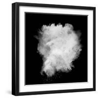 Freeze Motion Of White Dust Explosion Isolated On Black Background-Jag_cz-Framed Art Print