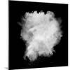 Freeze Motion Of White Dust Explosion Isolated On Black Background-Jag_cz-Mounted Art Print