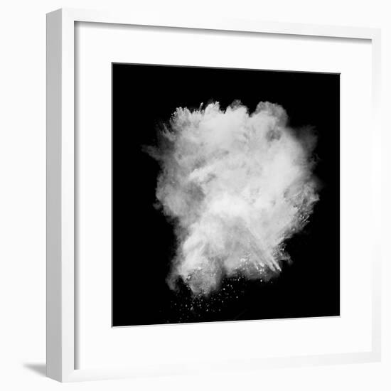 Freeze Motion Of White Dust Explosion Isolated On Black Background-Jag_cz-Framed Premium Giclee Print