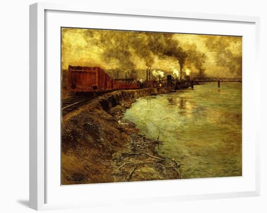 Freight Train, Dusk-Fritz Thaulow-Framed Giclee Print