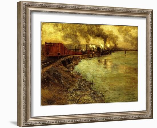 Freight Train, Dusk-Fritz Thaulow-Framed Giclee Print