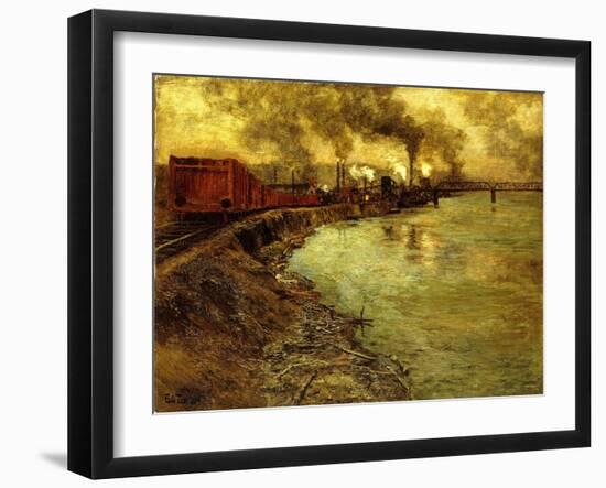 Freight Train, Dusk-Fritz Thaulow-Framed Giclee Print