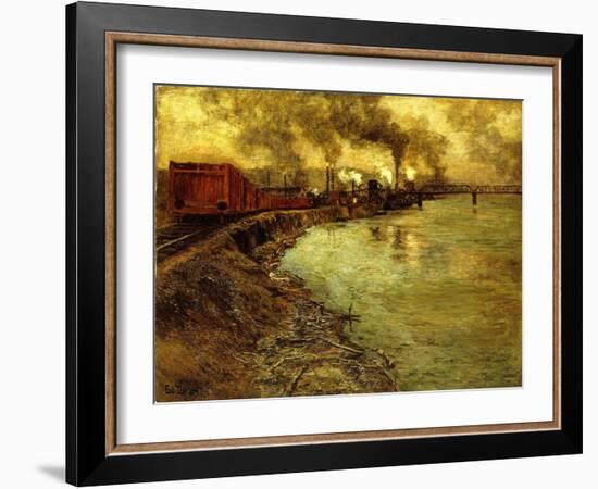 Freight Train, Dusk-Fritz Thaulow-Framed Giclee Print