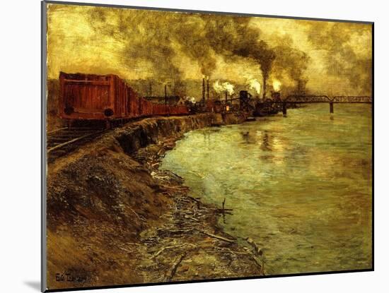 Freight Train, Dusk-Fritz Thaulow-Mounted Giclee Print