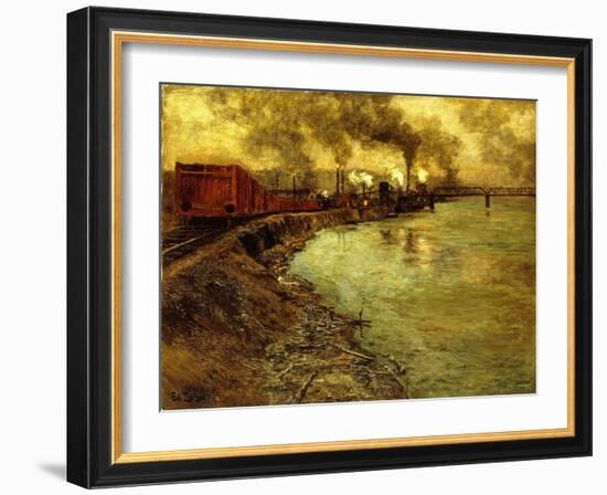 Freight Train, Dusk-Fritz Thaulow-Framed Giclee Print