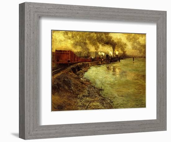 Freight Train, Dusk-Fritz Thaulow-Framed Giclee Print