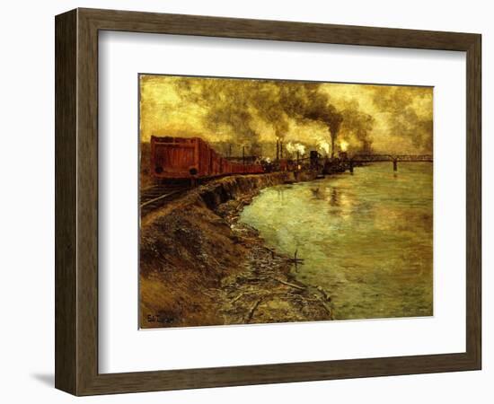 Freight Train, Dusk-Fritz Thaulow-Framed Giclee Print