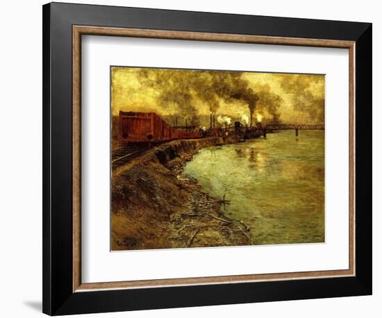 Freight Train, Dusk-Fritz Thaulow-Framed Giclee Print