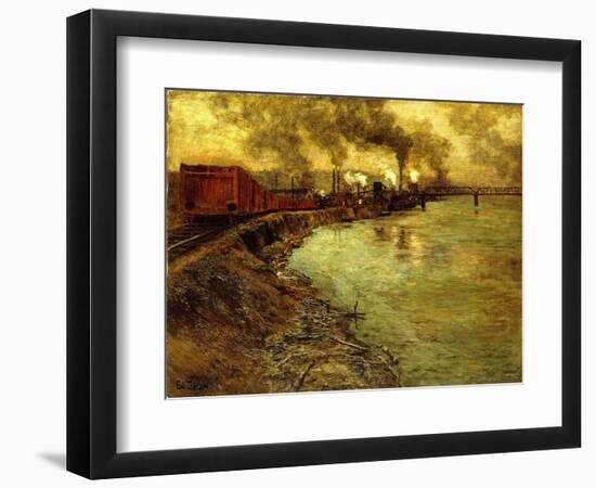 Freight Train, Dusk-Fritz Thaulow-Framed Giclee Print