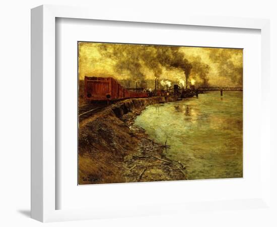 Freight Train, Dusk-Fritz Thaulow-Framed Giclee Print