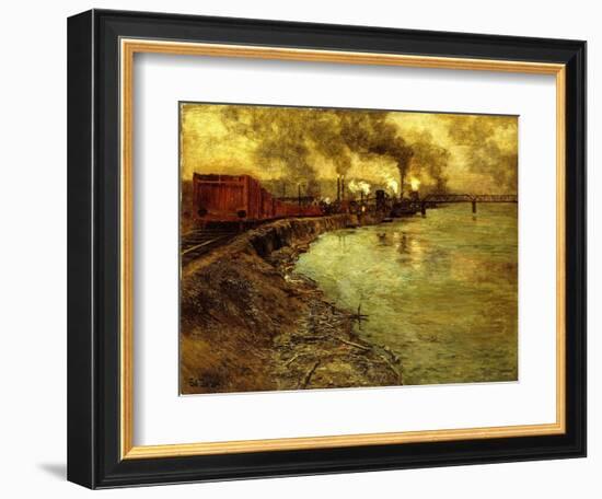 Freight Train, Dusk-Fritz Thaulow-Framed Giclee Print