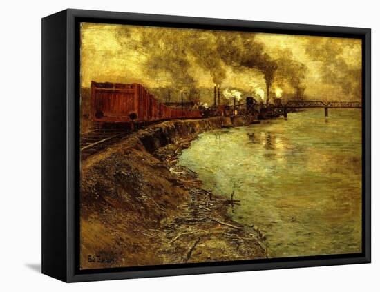 Freight Train, Dusk-Fritz Thaulow-Framed Premier Image Canvas