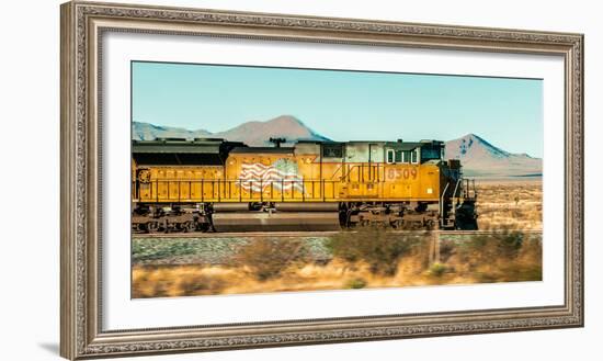 Freight Train Engine on the Move in West Texas-James White-Framed Photographic Print