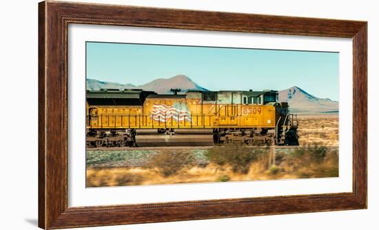Freight Train Engine on the Move in West Texas-James White-Framed Photographic Print
