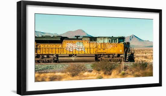 Freight Train Engine on the Move in West Texas-James White-Framed Photographic Print