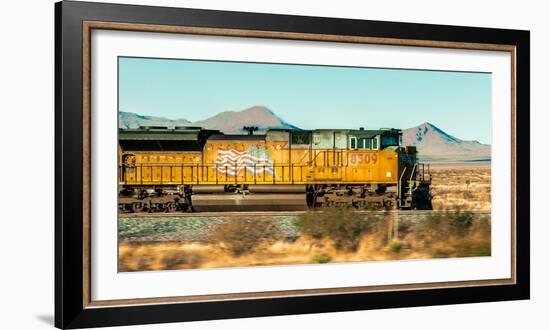 Freight Train Engine on the Move in West Texas-James White-Framed Photographic Print