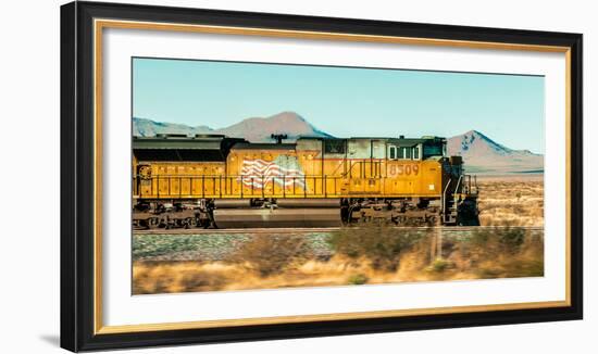 Freight Train Engine on the Move in West Texas-James White-Framed Photographic Print