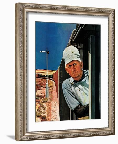 "Freight Train Engineer," June 3, 1944-Fred Ludekens-Framed Giclee Print