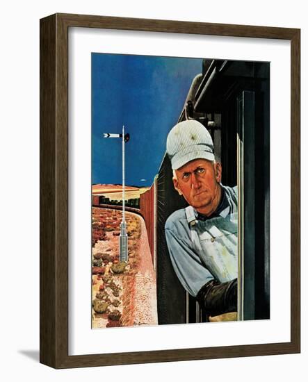 "Freight Train Engineer," June 3, 1944-Fred Ludekens-Framed Giclee Print