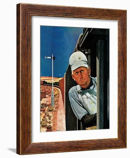 "Freight Train Engineer," June 3, 1944-Fred Ludekens-Framed Giclee Print