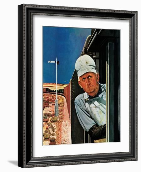 "Freight Train Engineer," June 3, 1944-Fred Ludekens-Framed Giclee Print