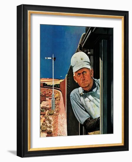 "Freight Train Engineer," June 3, 1944-Fred Ludekens-Framed Giclee Print