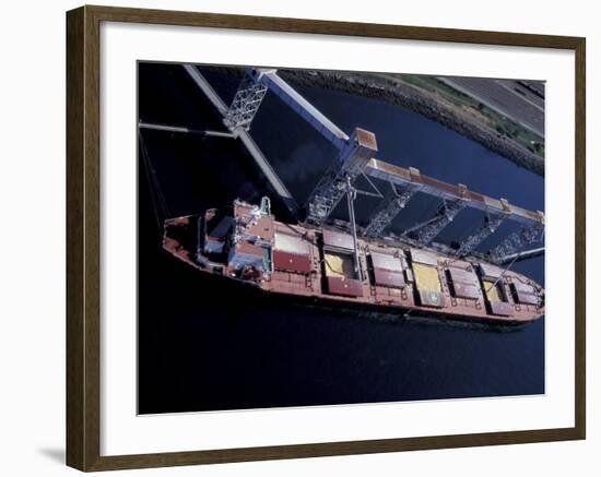 Freighter Being Loaded with Wheat, Elliott Bay Grain Terminal, Seattle, Washington, USA-William Sutton-Framed Photographic Print