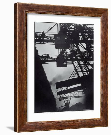 Freighter Berwind Unloading Coal at Great Lakes Pier-Margaret Bourke-White-Framed Photographic Print