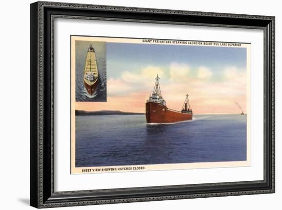 Freighters on Lake Superior, Minnesota-null-Framed Art Print