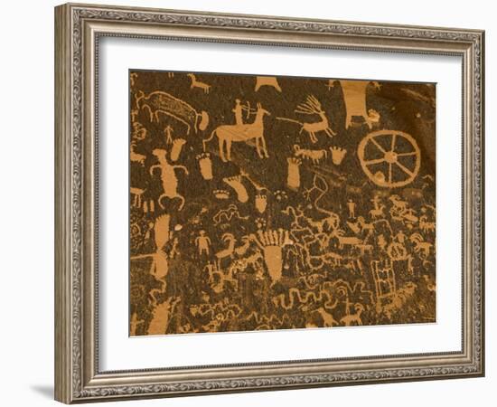 Fremont, Anasazi, Navajo and Anglo Culture Symbols, Newspaper Rock Historical Monument, Utah, Usa-Paul Colangelo-Framed Photographic Print