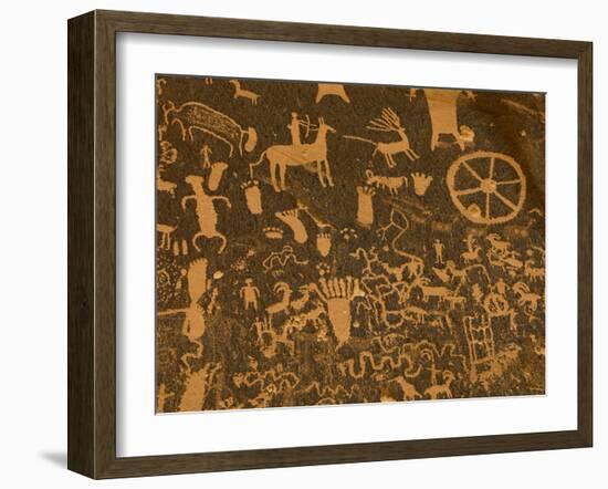 Fremont, Anasazi, Navajo and Anglo Culture Symbols, Newspaper Rock Historical Monument, Utah, Usa-Paul Colangelo-Framed Photographic Print