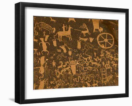 Fremont, Anasazi, Navajo and Anglo Culture Symbols, Newspaper Rock Historical Monument, Utah, Usa-Paul Colangelo-Framed Photographic Print