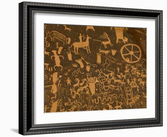 Fremont, Anasazi, Navajo and Anglo Culture Symbols, Newspaper Rock Historical Monument, Utah, Usa-Paul Colangelo-Framed Photographic Print